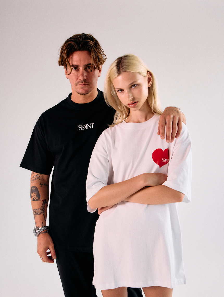 SSAINT Apparel - Heart Tee - Red on White