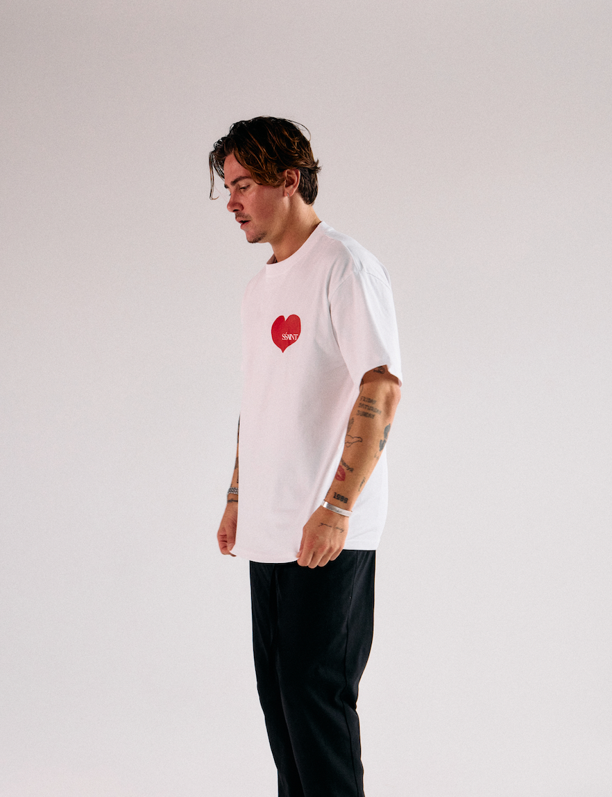 SSAINT Apparel - Heart Tee - Red on White