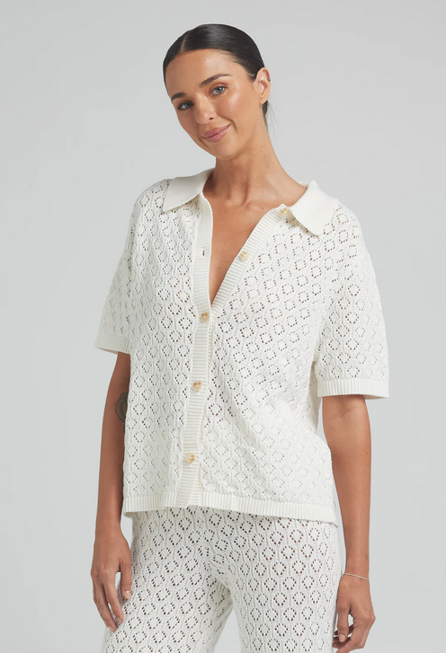 Poolside Paradiso - Mimosa Knit Shirt - Gardenia