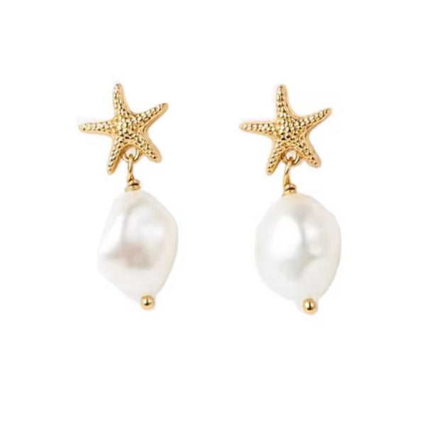 Sea Soul - Starfish Pearl - Gold Earrings