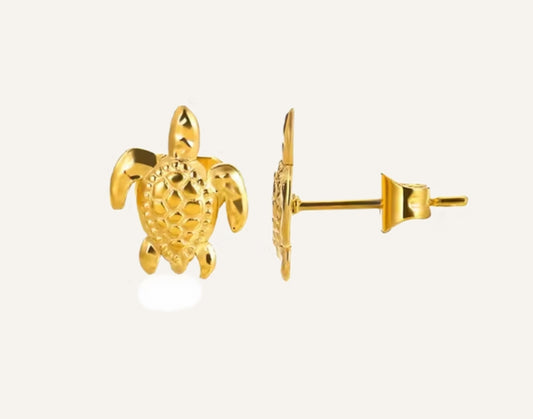 Sea Soul - Turtle Stud - Gold Earrings