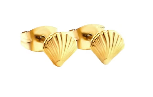 Sea Soul - Clam Studs - Gold Earrings