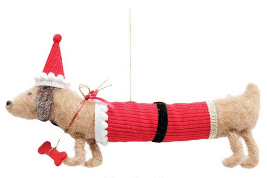 Urban - Sausage Dog Santa - Hanging Decoration