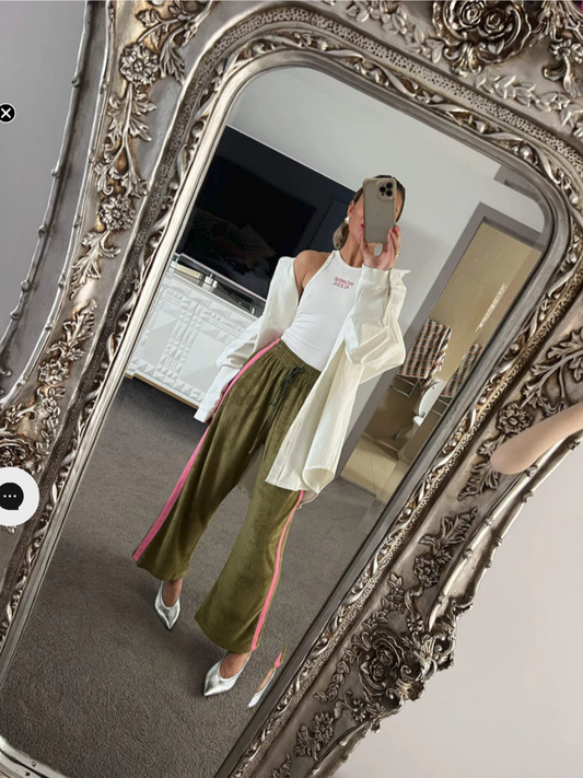 La Boheme Girls - Viva Terry Pant - Olive + Pink