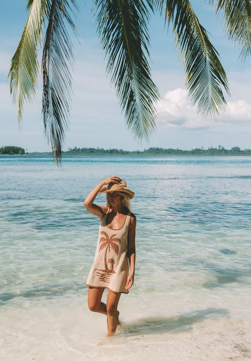 Poolside Paradiso - Palm Beach U Crochet Knit Dress - Sand