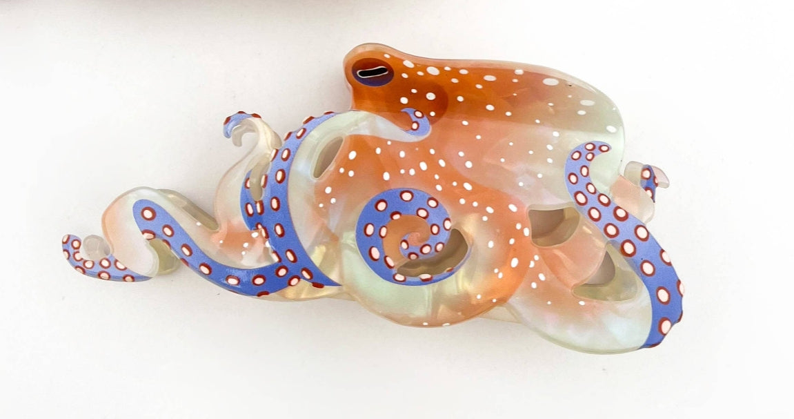 Diva - Blue Ring Octopus - Hair Claw Clips