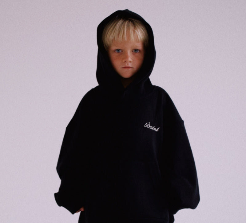 SŚAINT - KIDS LOGO HOODIE - BLACK & BUTTER