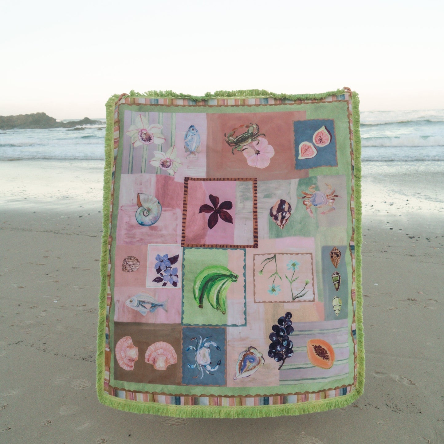 Wandering Folk X Annie Everingham Picnic Rug - Patchwork Sea