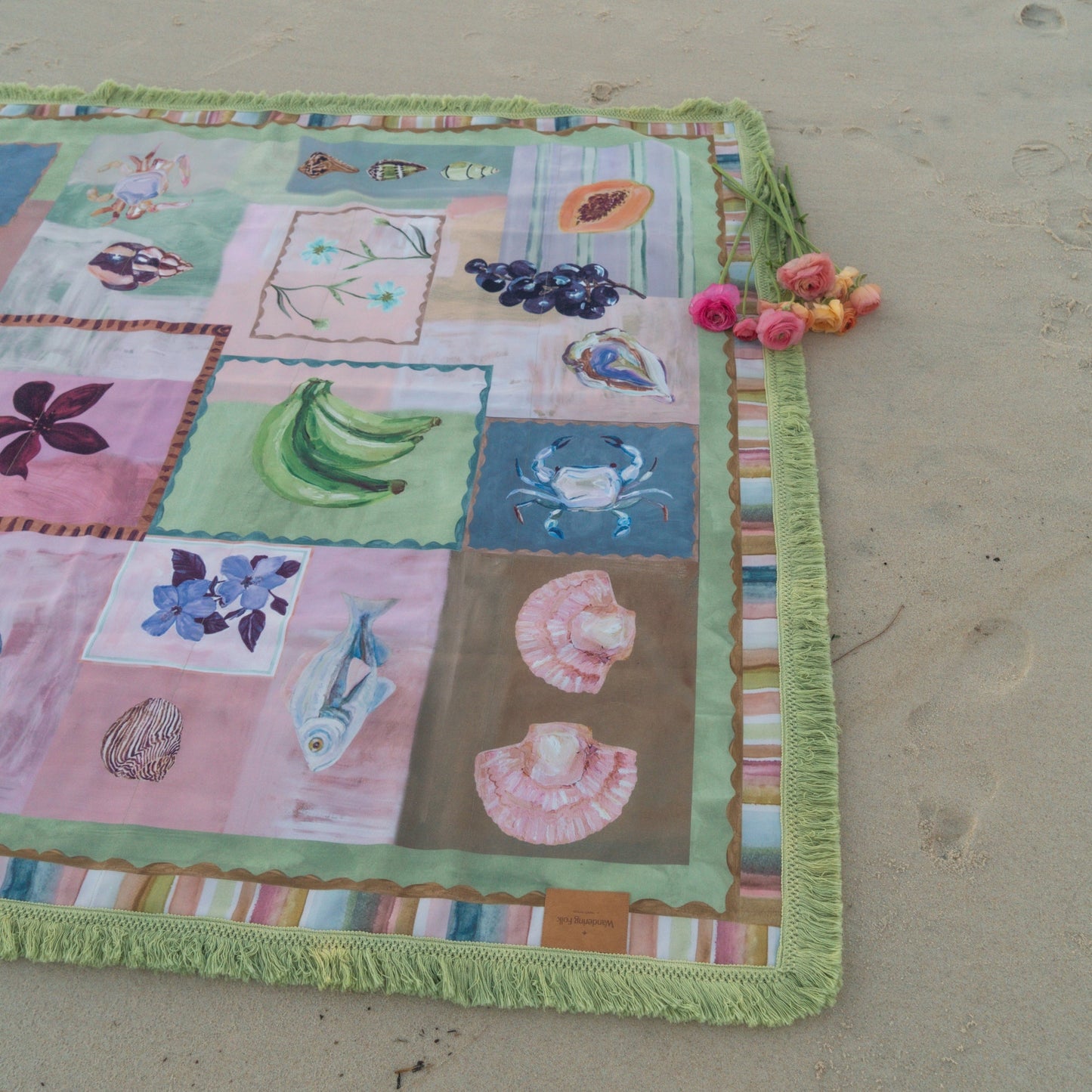 Wandering Folk X Annie Everingham Picnic Rug - Patchwork Sea