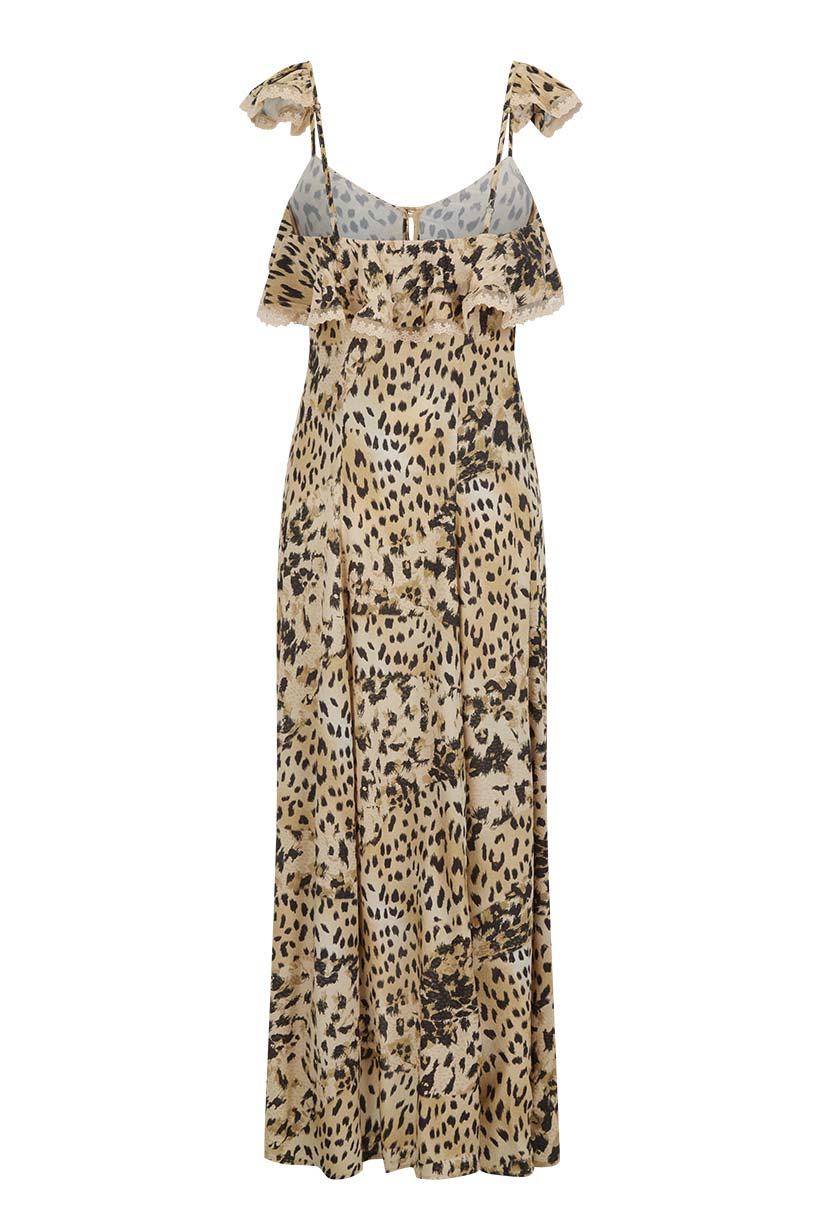 Spell - Snow Leopard Strappy Gown - Animal