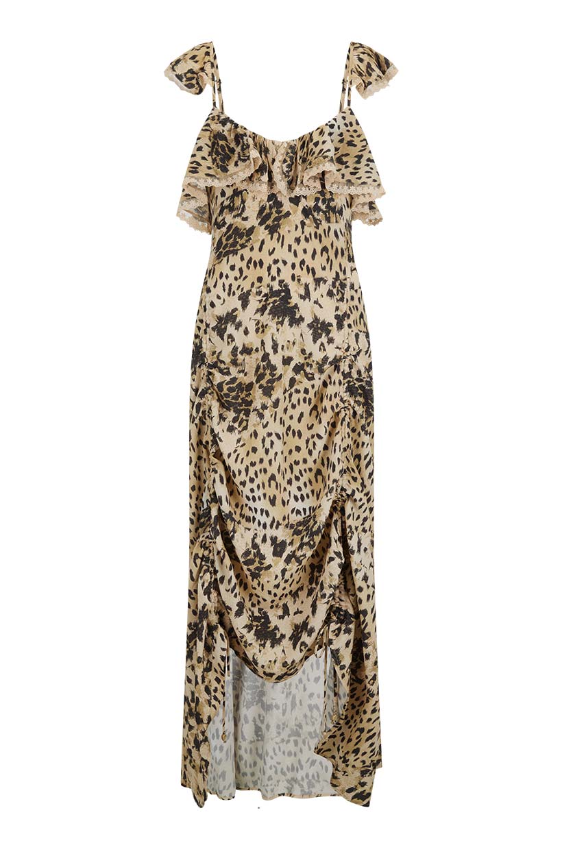 Spell - Snow Leopard Strappy Gown - Animal