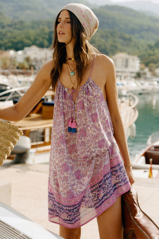 Spell - Little Bird Strappy Mini Dress - Berry