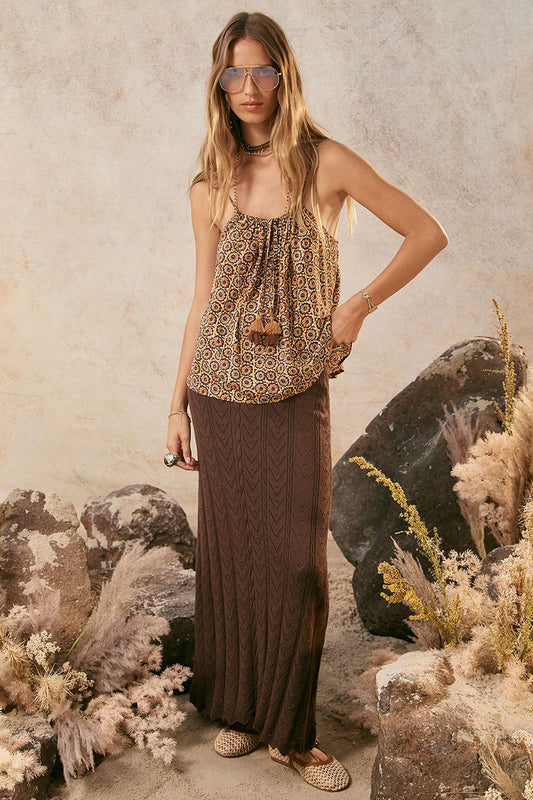 Spell - Lou Lou Midi Skirt - Cacao