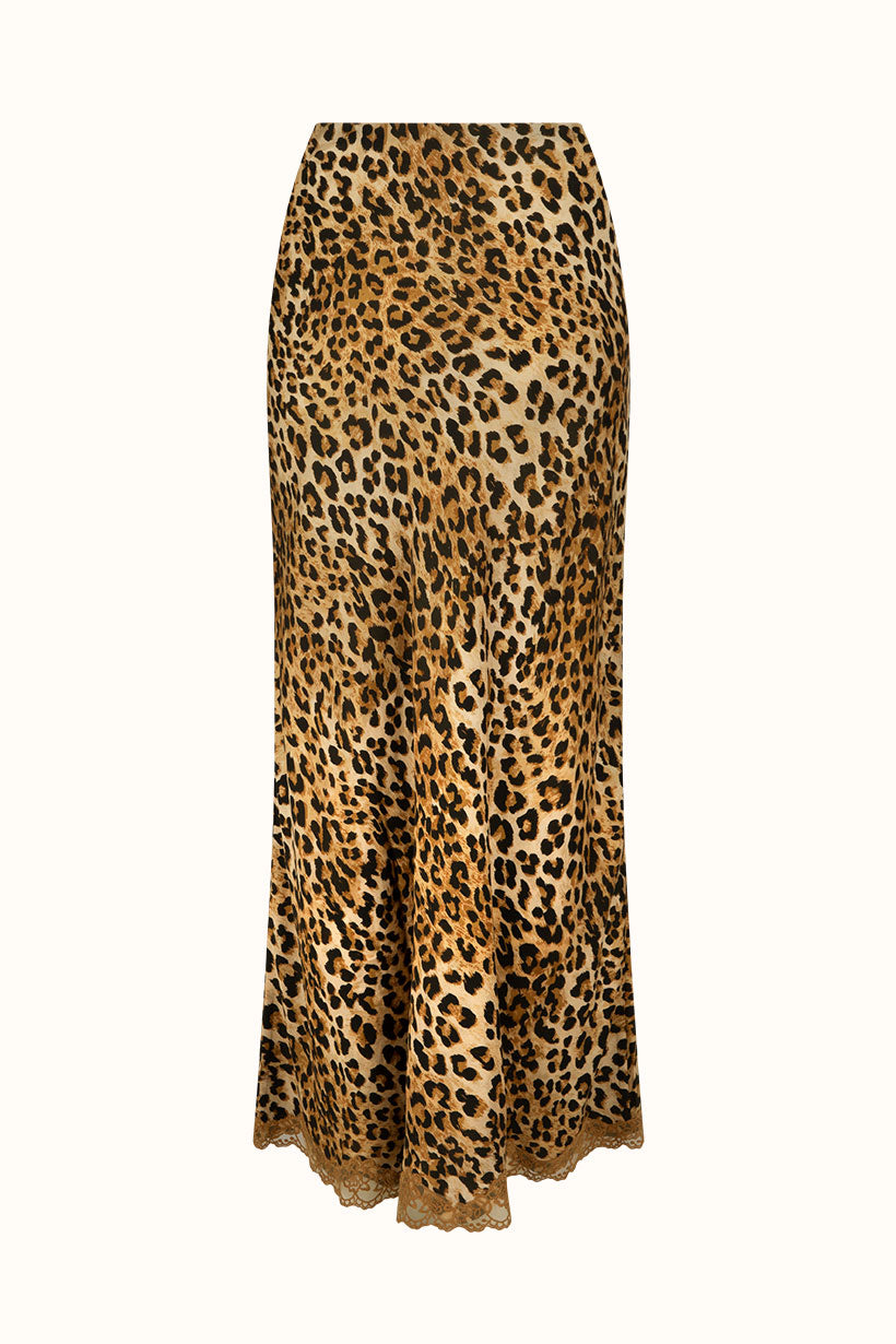 Spell - Samantha Bias Skirt - Vintage Leopard