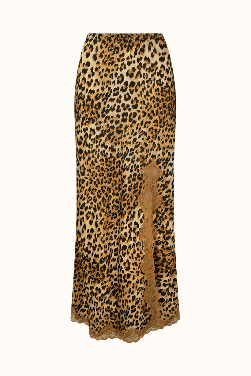 Spell - Samantha Bias Skirt - Vintage Leopard