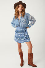 Load image into Gallery viewer, Spell - Sunshine Bandit Wrap Mini Skirt - Chambray
