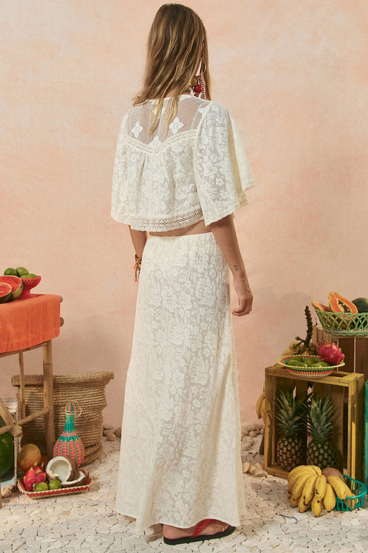 Spell - Free Love Lace Bias Skirt - Vintage Cream