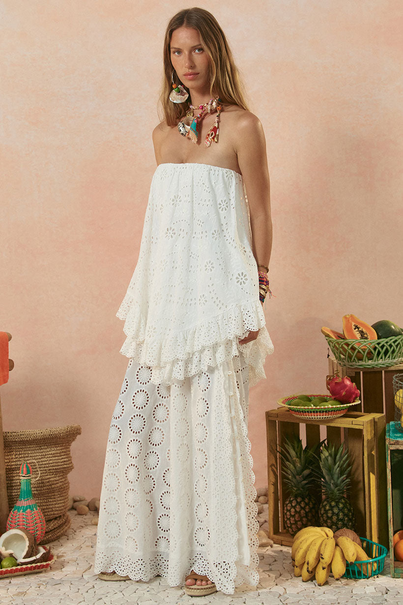 Spell - Yaya Lace Scarf Mini Dress - Antique White