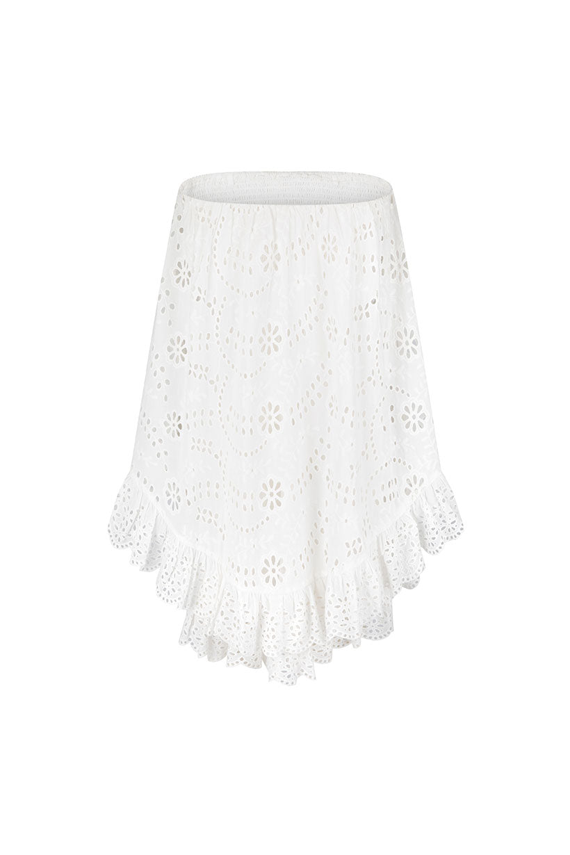 Spell - Yaya Lace Scarf Mini Dress - Antique White