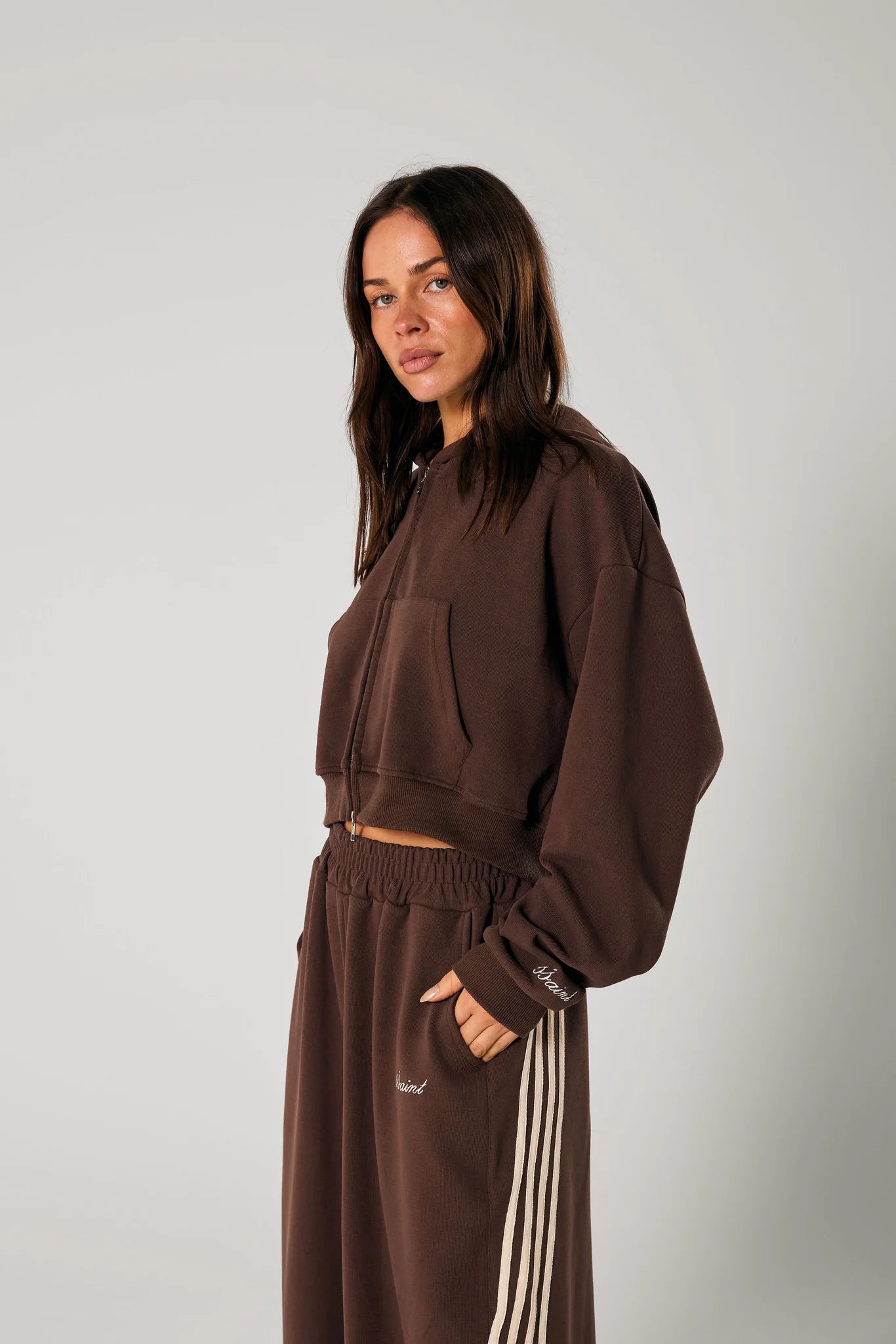 Ssaint - Cropped Hoodie - Brown