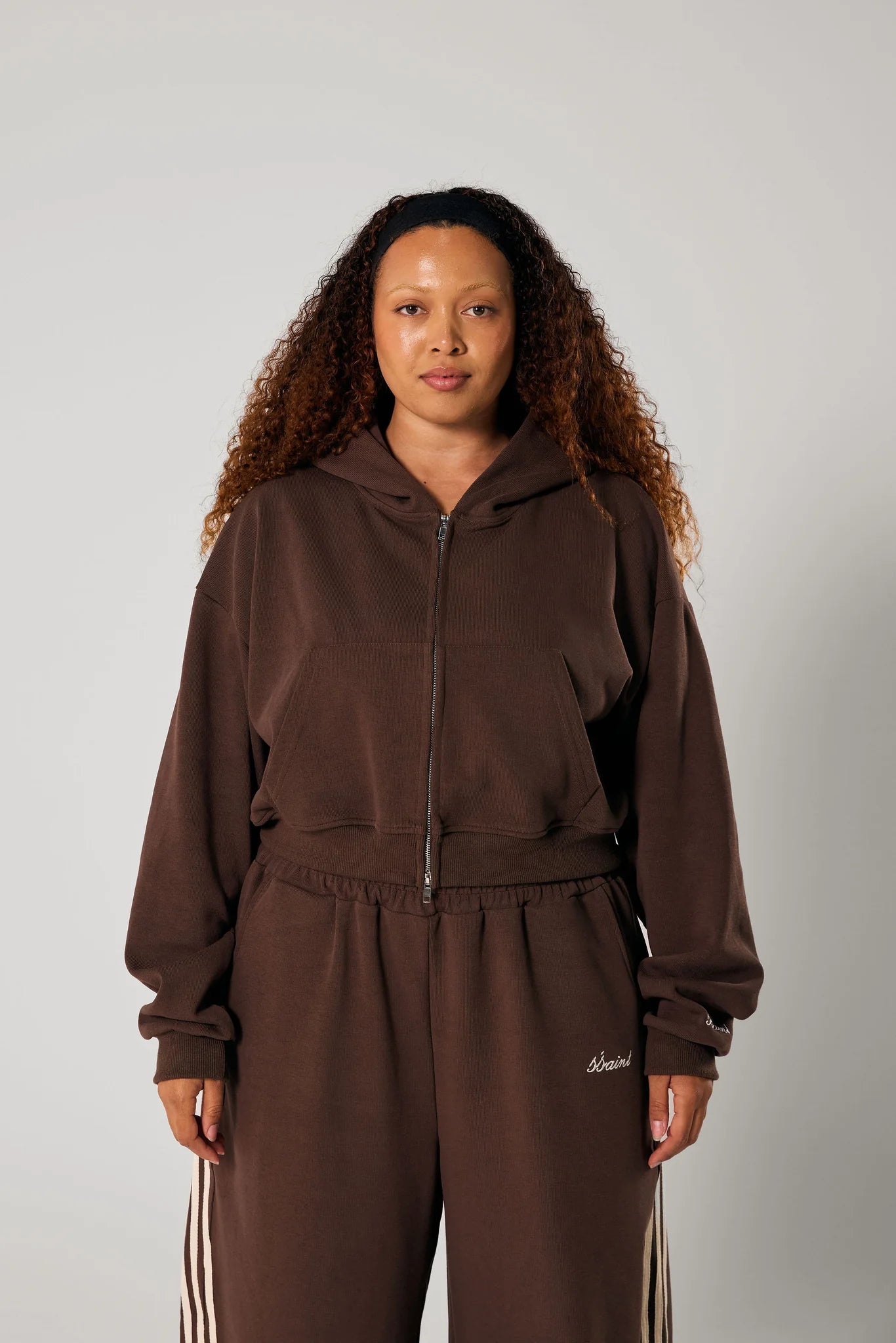 Ssaint - Cropped Hoodie - Brown