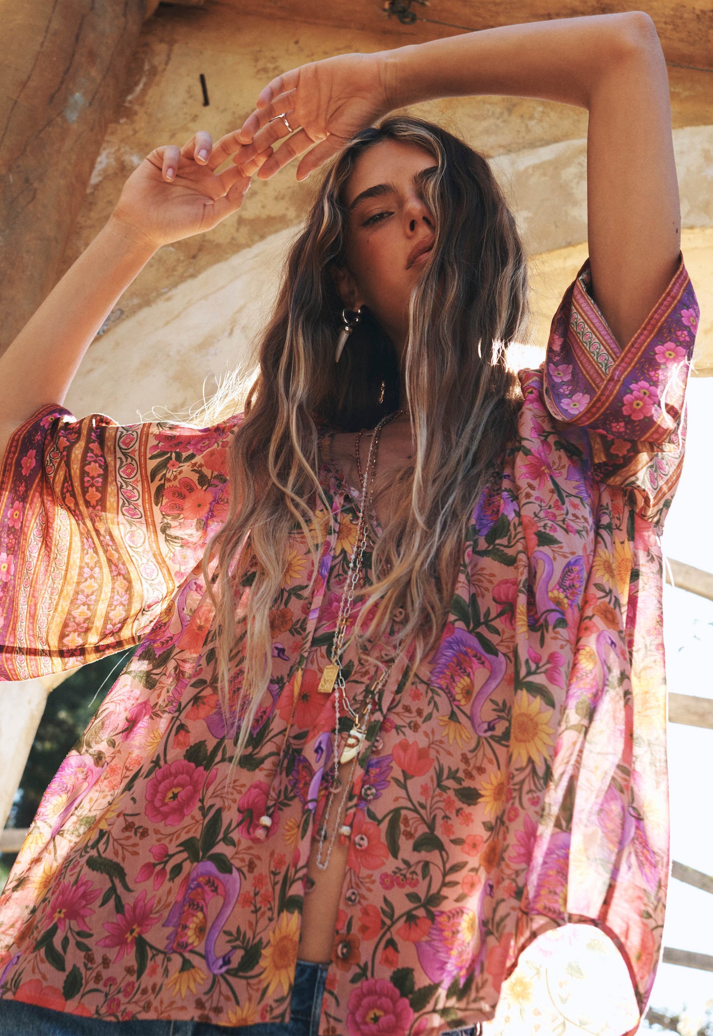 Spell - Swan Lake Short Sleeve Blouse - Lilac Rose