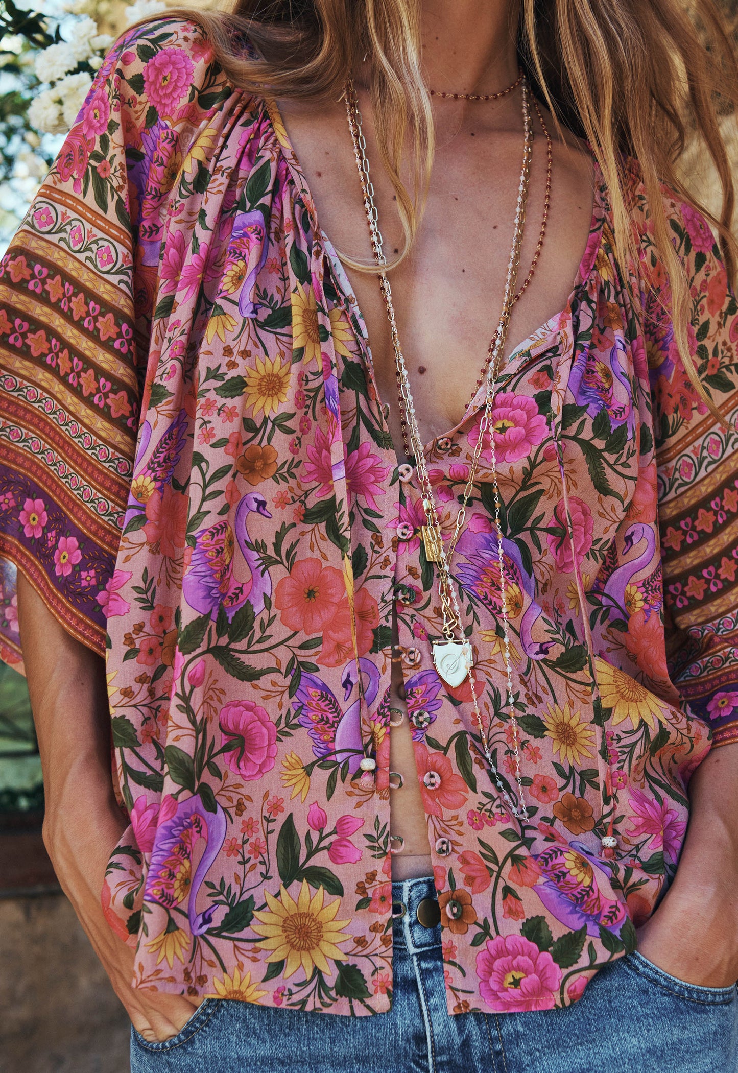 Spell - Swan Lake Short Sleeve Blouse - Lilac Rose