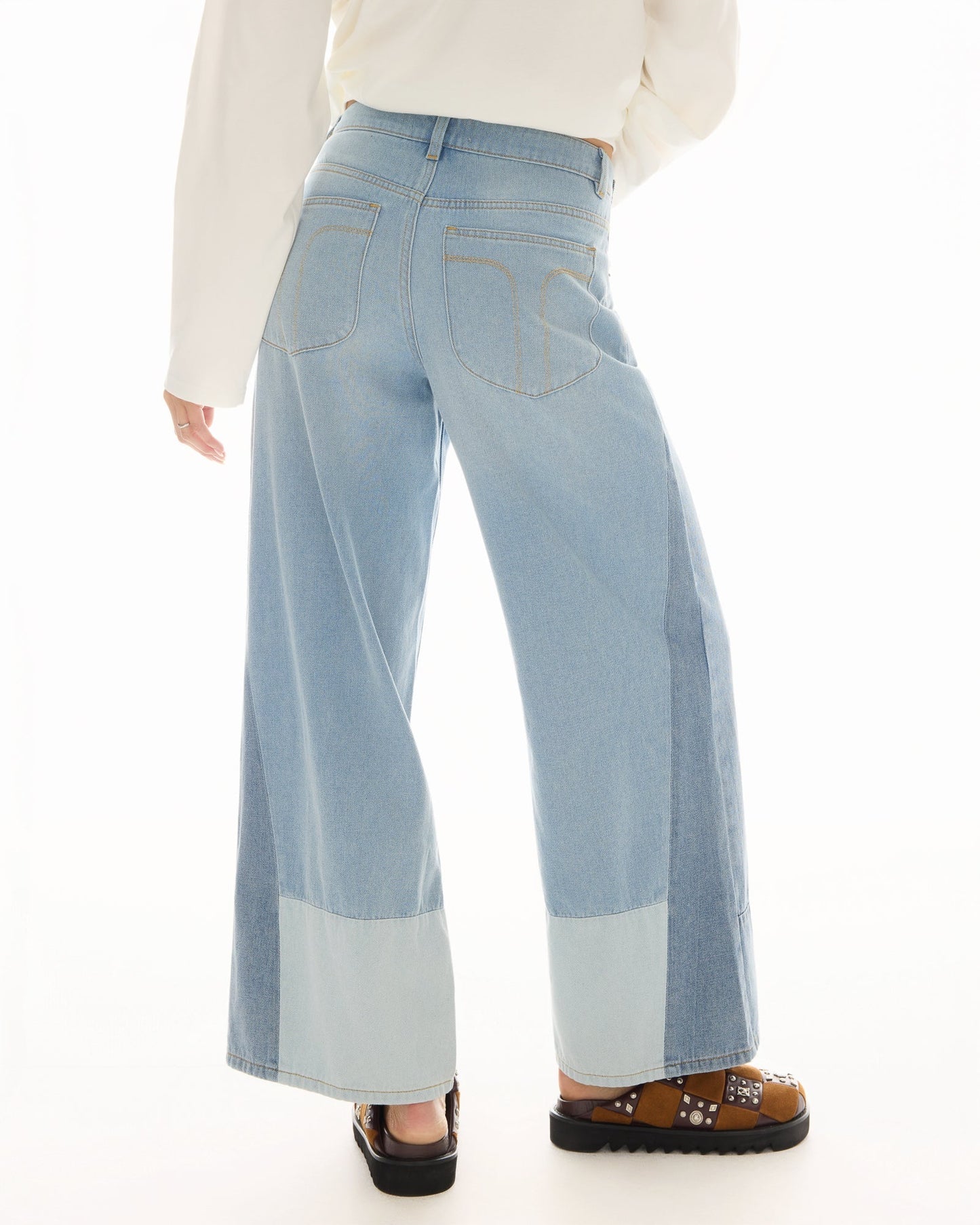 The Tales - Farrah Wide Leg Patch-Worked Denim Jeans