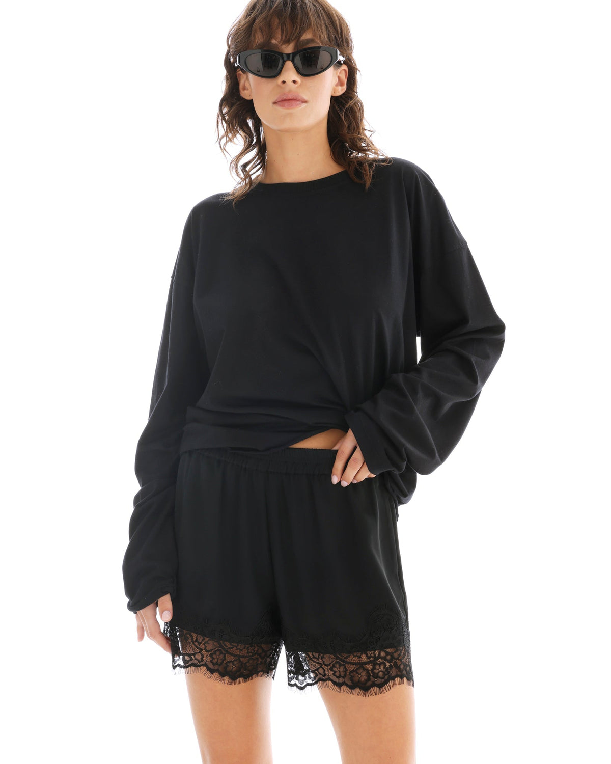 The Tales - Lace Athena Shorts - Black