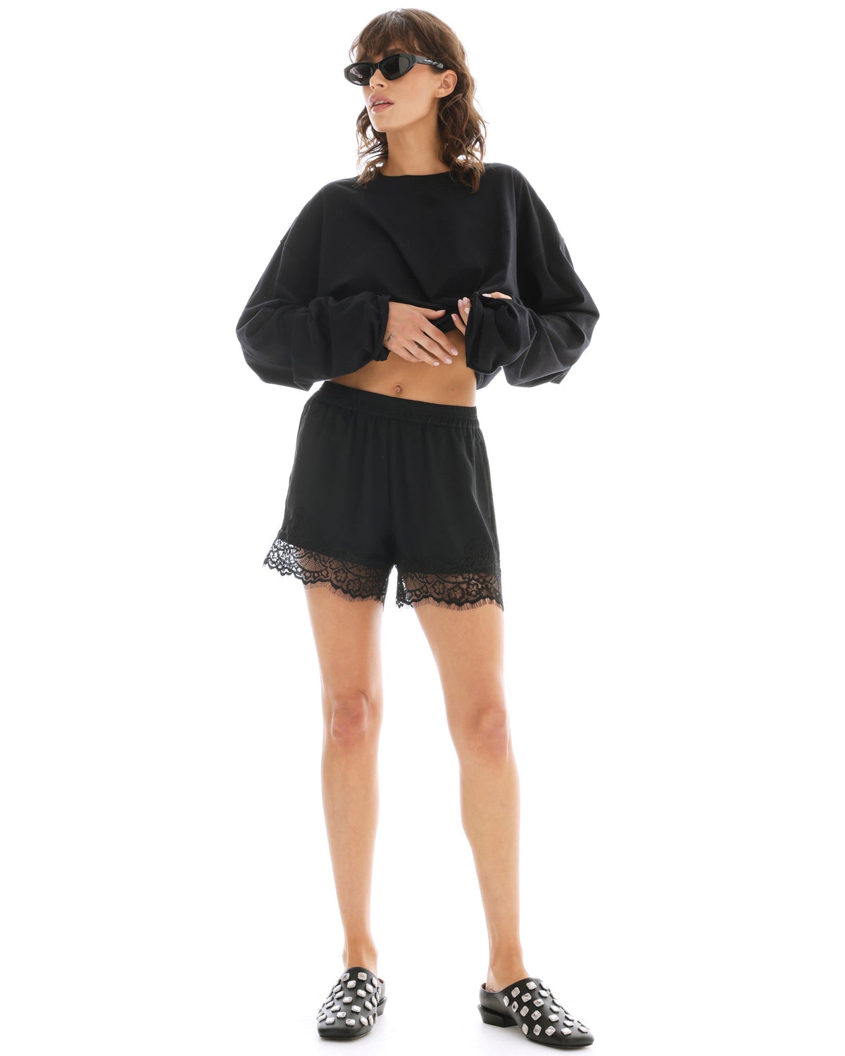 The Tales - Lace Athena Shorts - Black