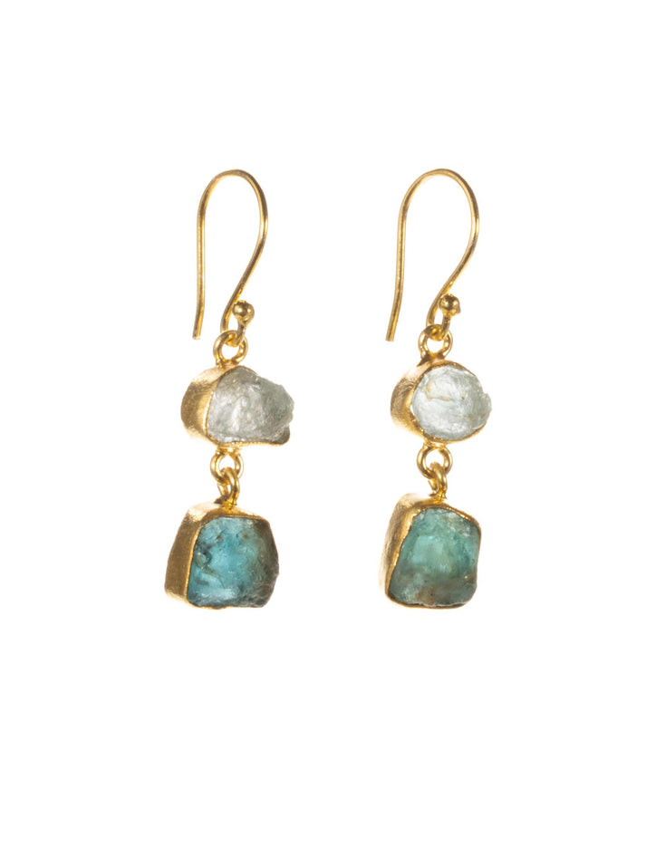 Gold Double Stone Earrings - Various Stones