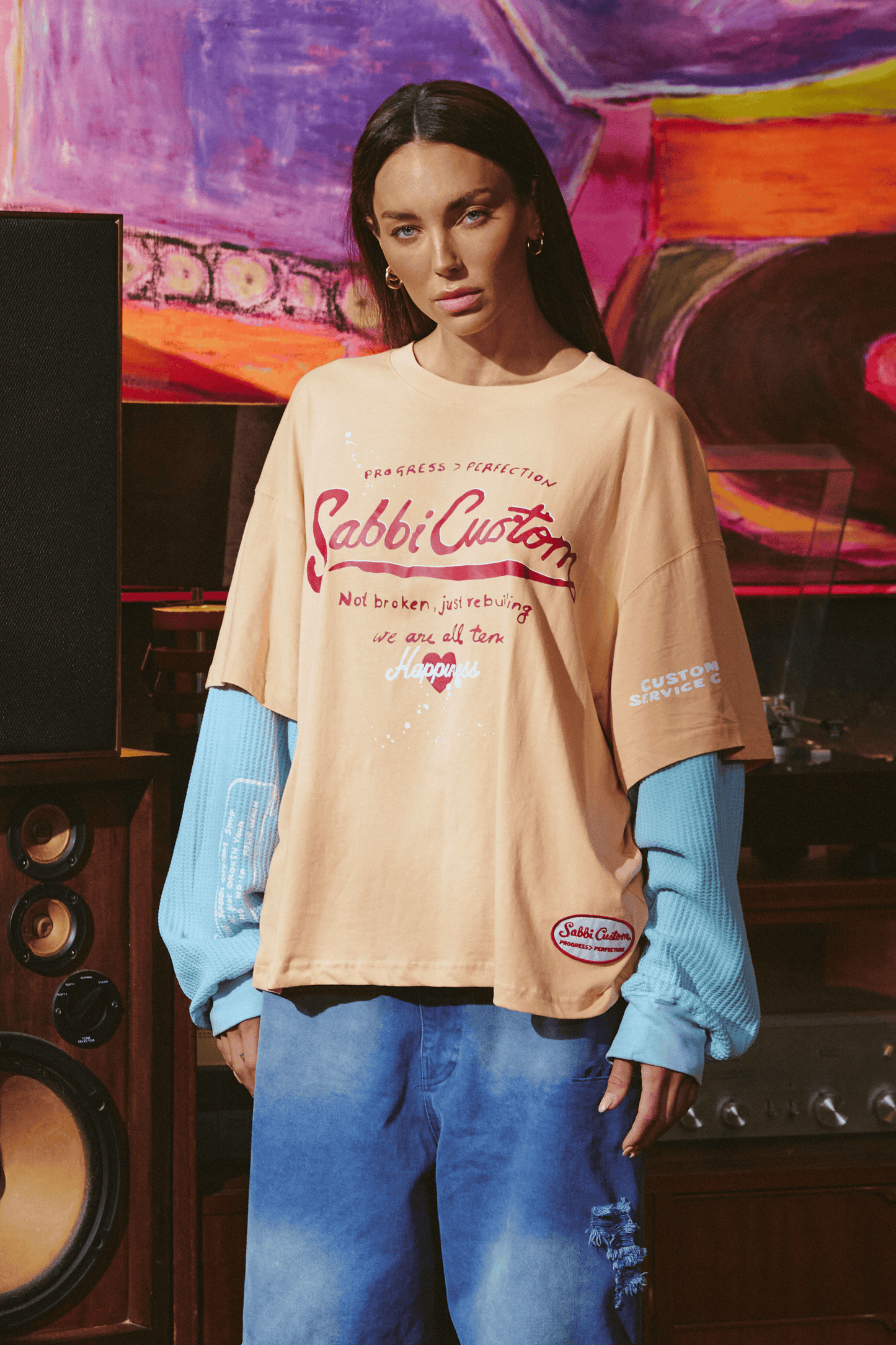 Sabbi - THE LONG SLEEVE SABBI CUSTOM TEE - APRICOT