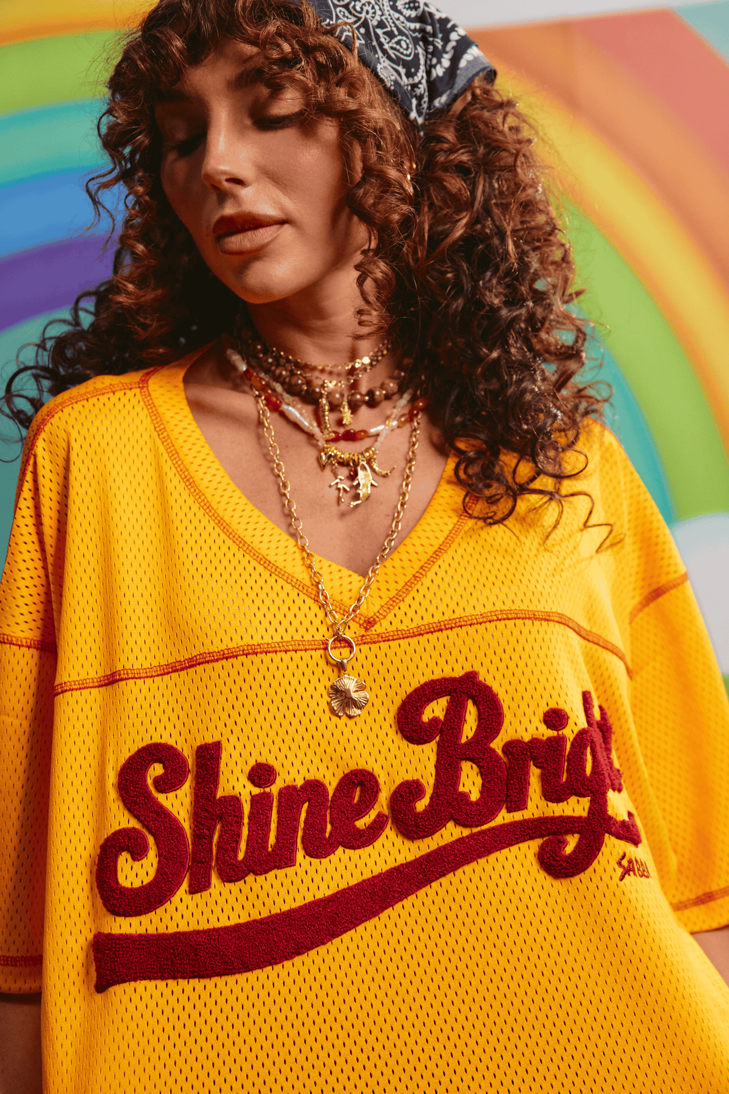 Sabbi - THE SHINE BRIGHT MESH TEE - YELLOW