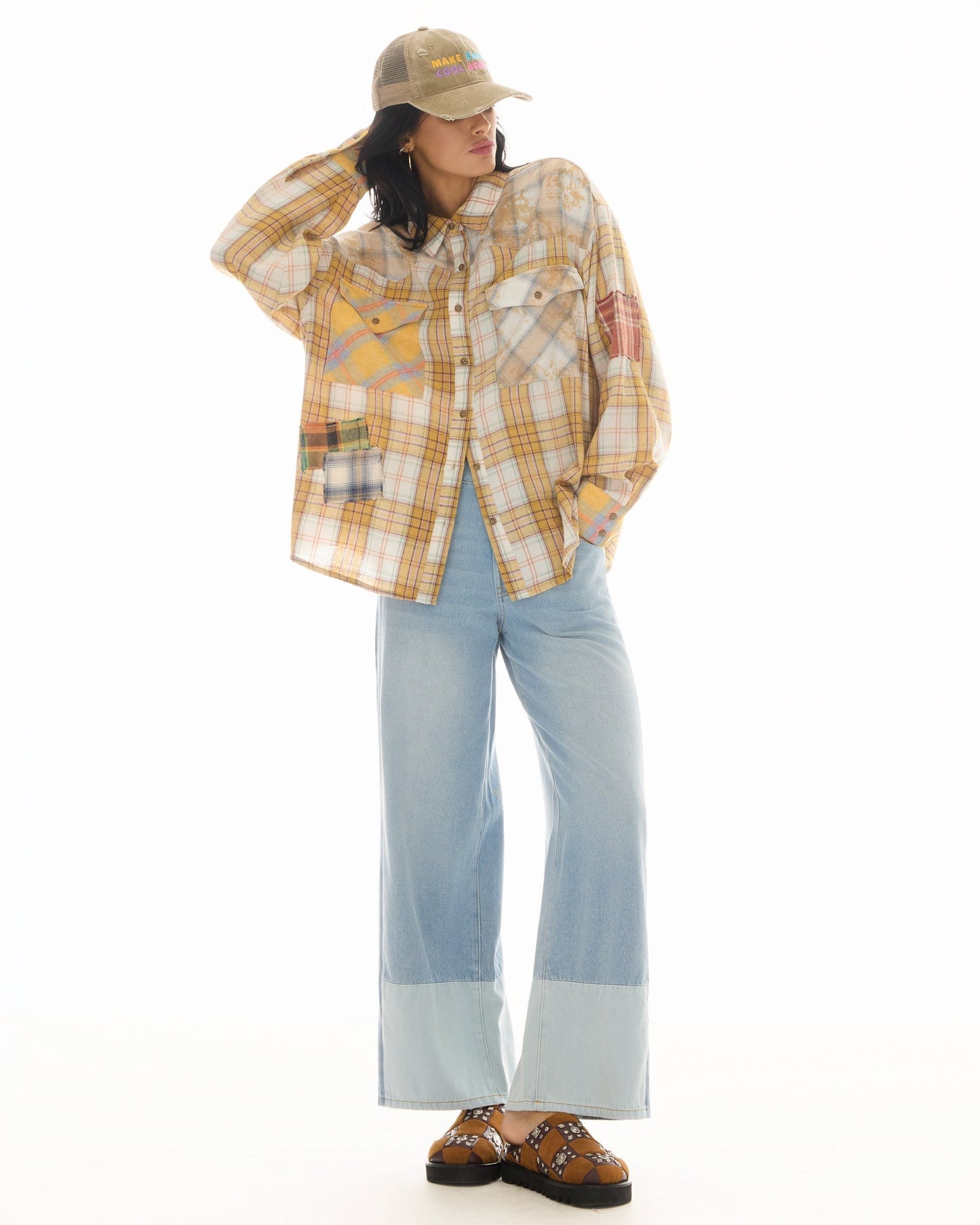 The Tales - Patched Up Yellow Flannel Western Shirt