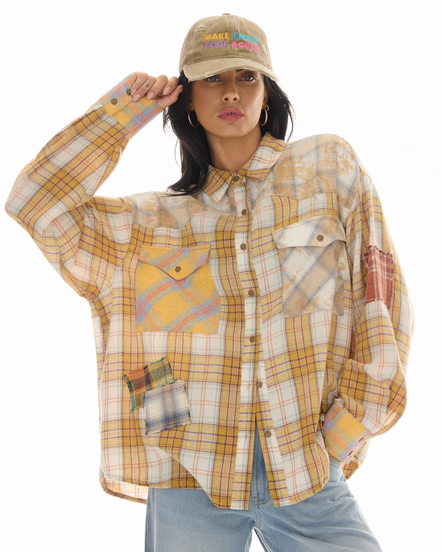 The Tales - Patched Up Yellow Flannel Western Shirt