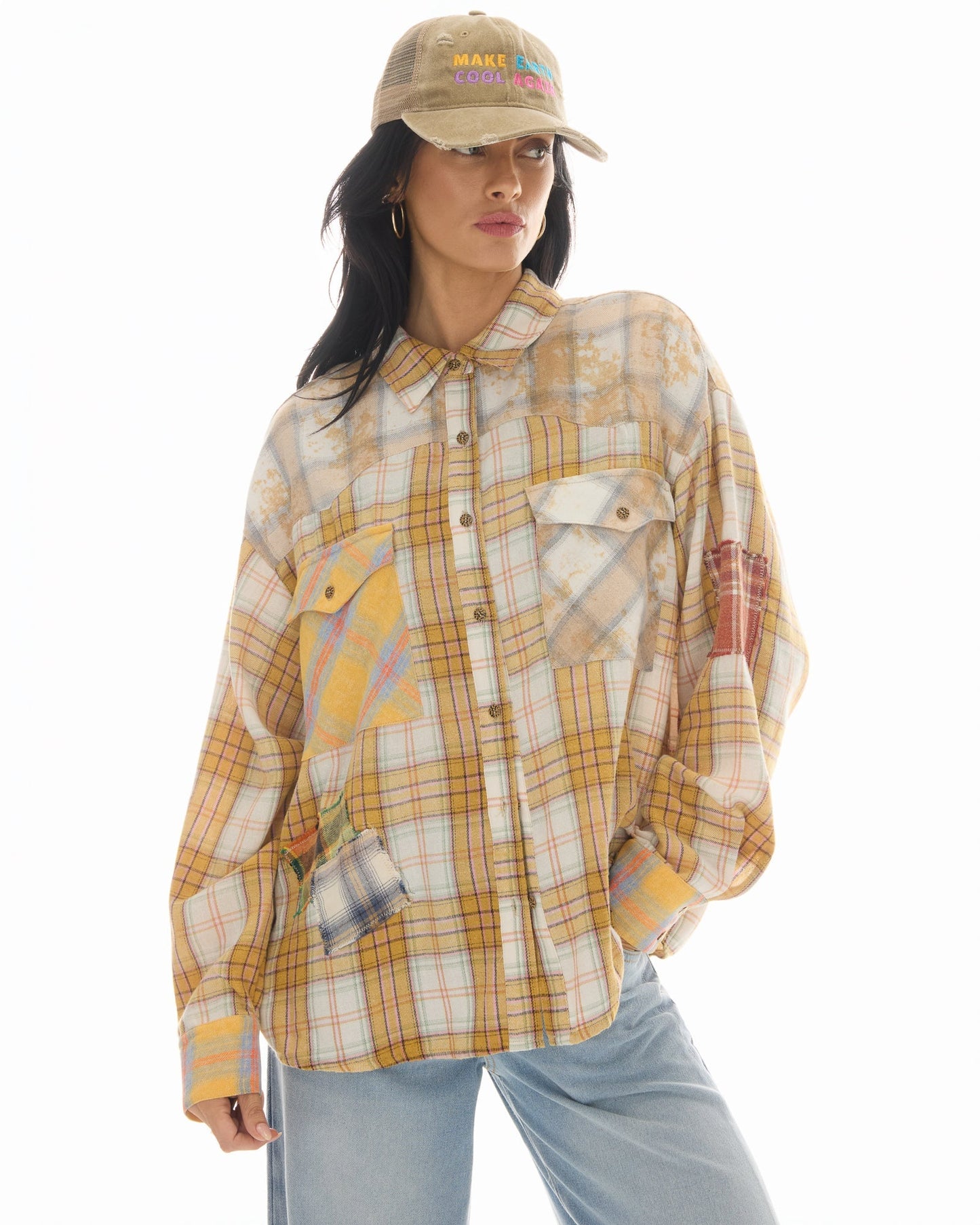 The Tales - Patched Up Yellow Flannel Western Shirt