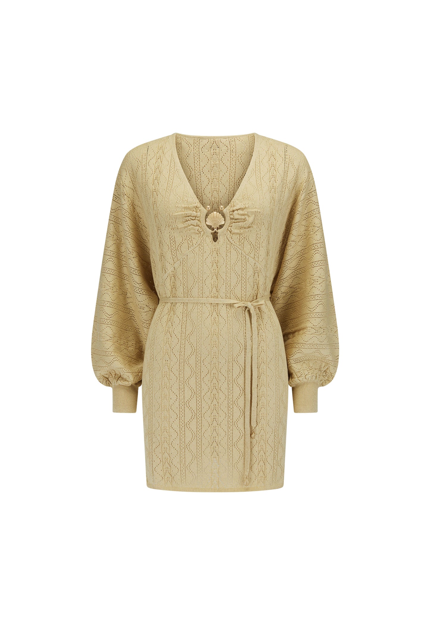 Spell - The Moss Knit Mini Dress - Gold