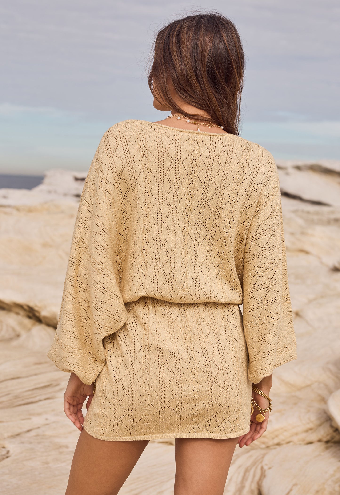 Spell - The Moss Knit Mini Dress - Gold