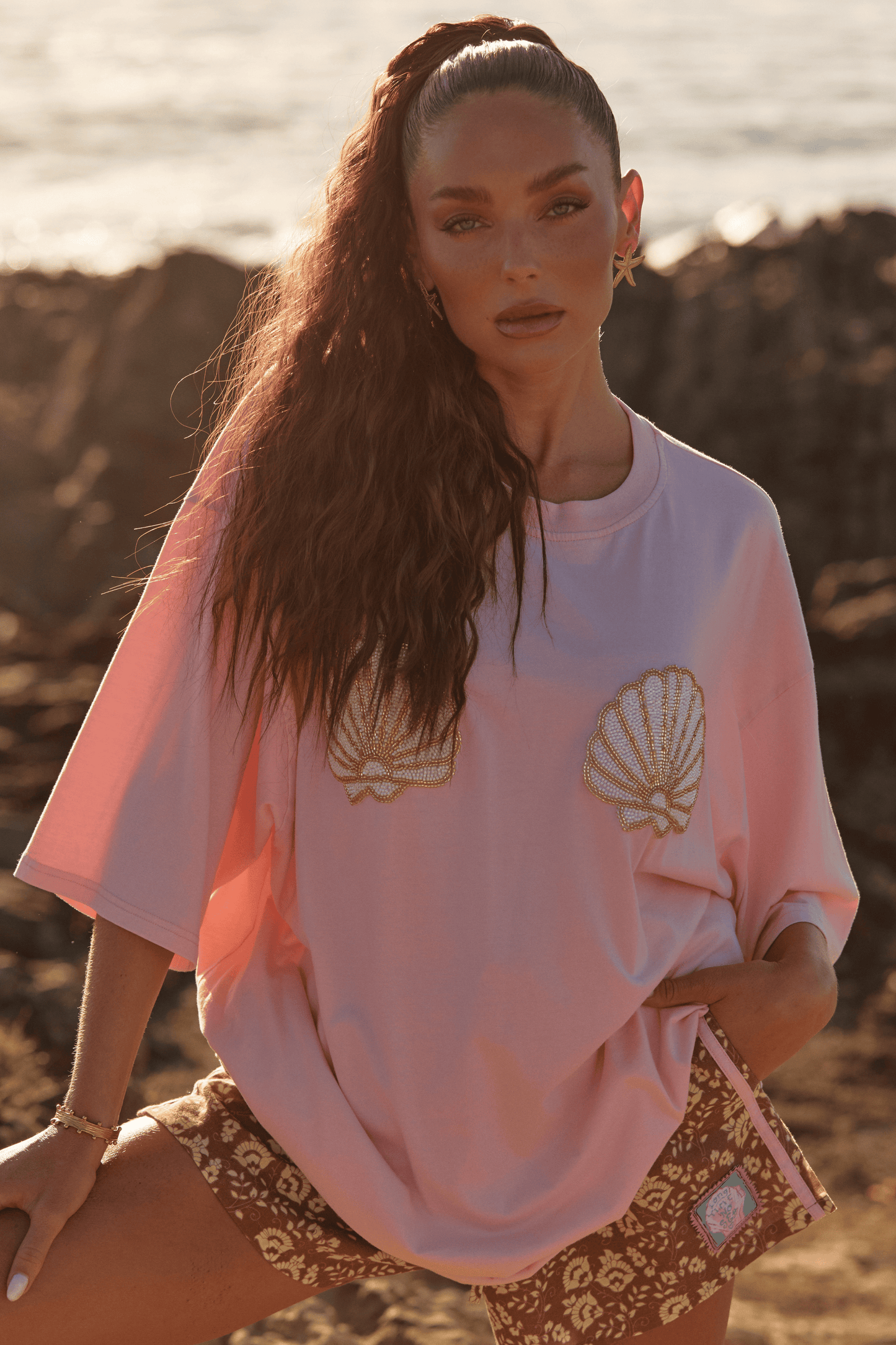 Sabbi - The Very Oversized Shell Titty Tee - Light Pink