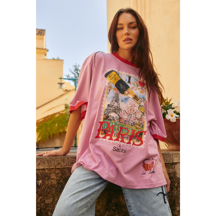 Sabbi - The Very Oversized Love Notes Tee - Paris - Pink