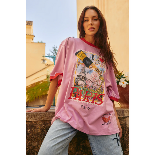 Sabbi - The Very Oversized Love Notes Tee - Paris - Pink