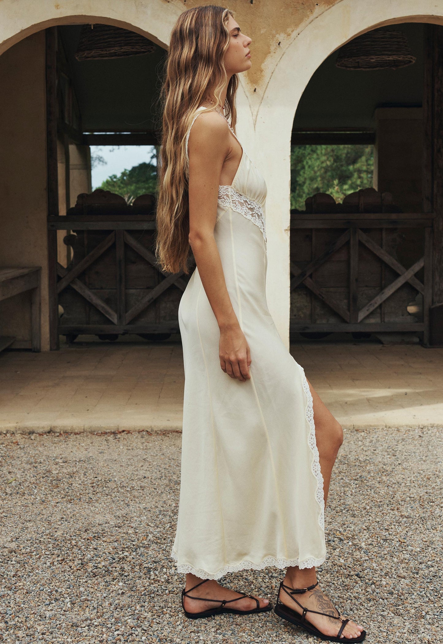 Spell - Vina Lace Slip Dress - Buttermilk