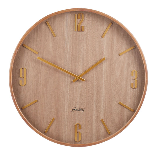 Academy Wall Clock - 60 x 60cm - Dark Natural
