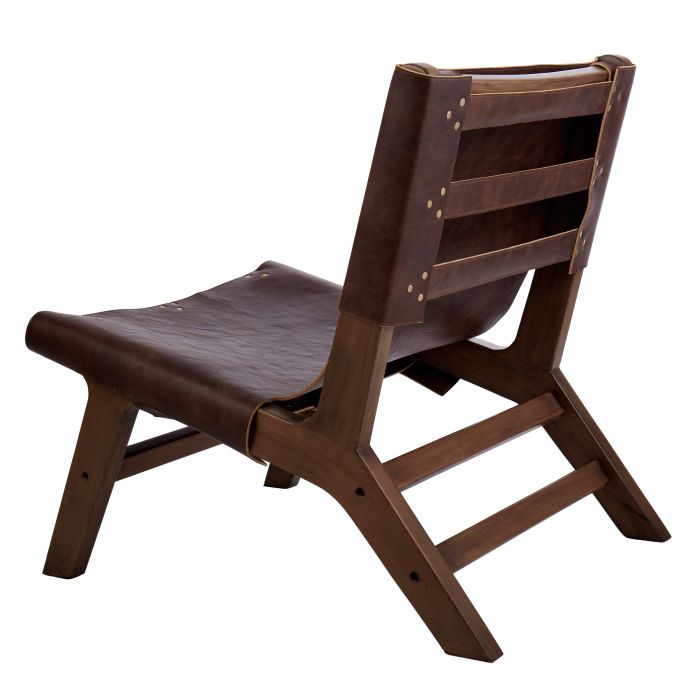 Brown Leather Chair - Walnut