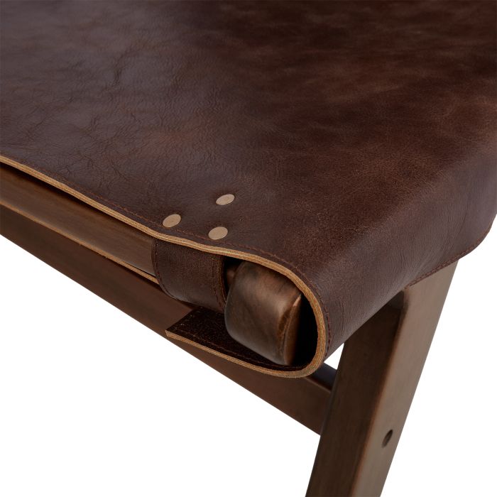Brown Leather Chair - Walnut