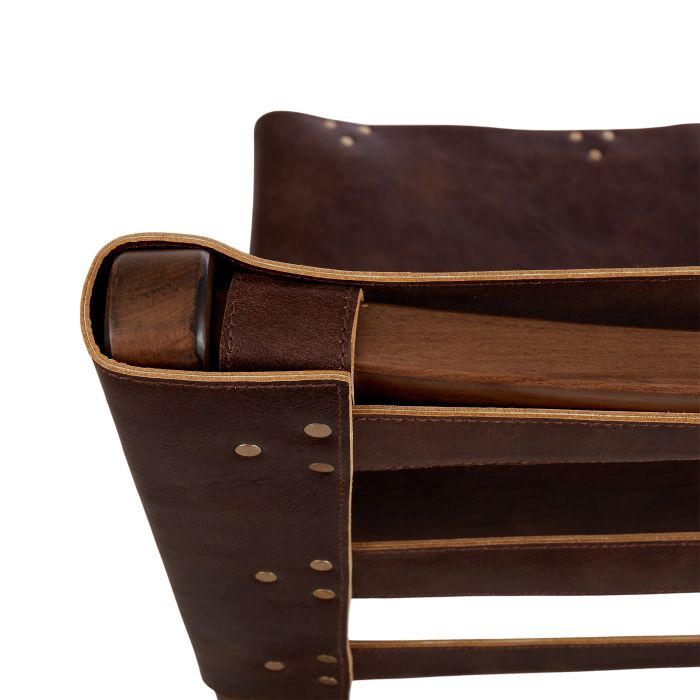 Brown Leather Chair - Walnut