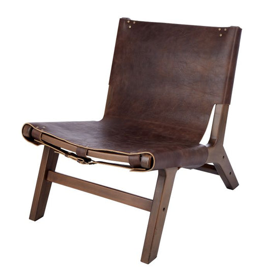 Brown Leather Chair - Walnut
