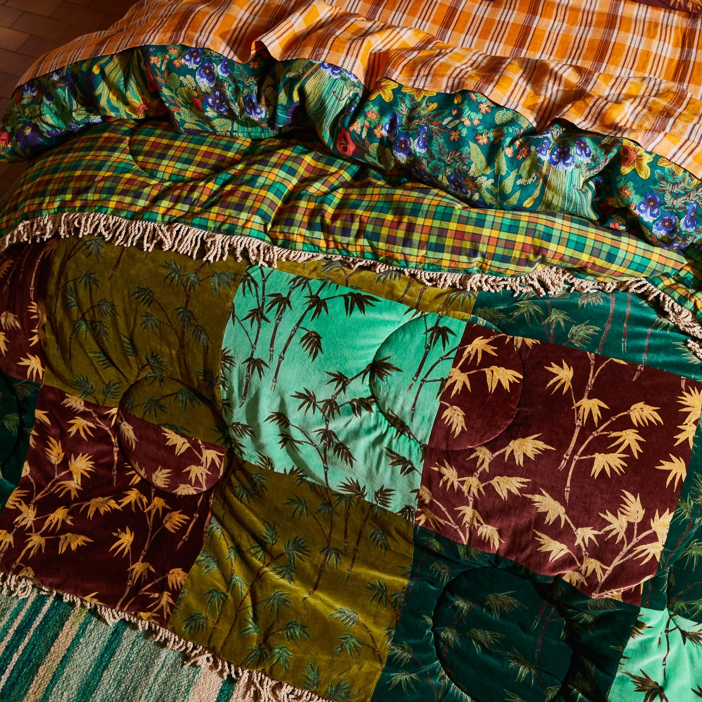 Sage X Clare - Aneta Patchwork Velvet Bedcover