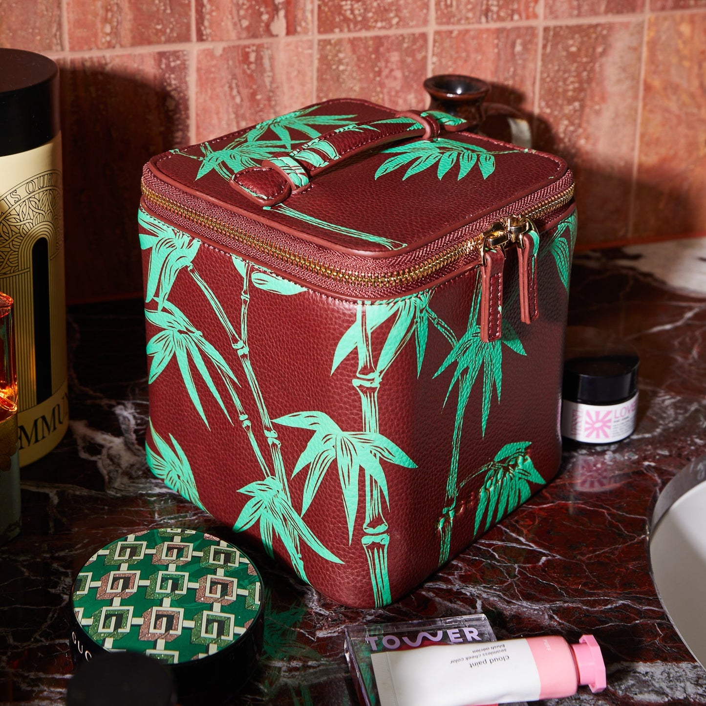 Sage X Clare - Aneta Small Vanity Case - Rosewood