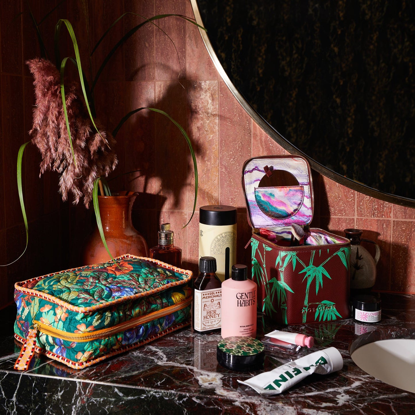 Sage X Clare - Aneta Small Vanity Case - Rosewood